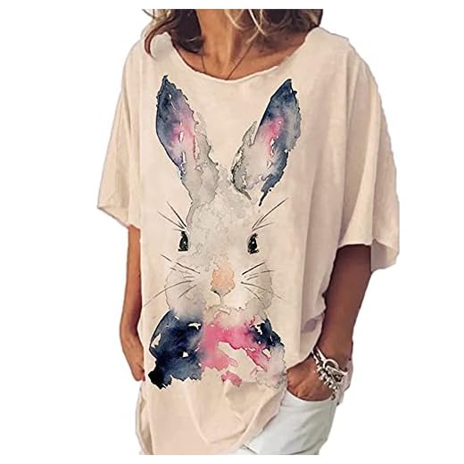 DROLA Dam lös t-shirt vattenfärg kanin tryck korta ärmar vardag hemma kläder för sommaren