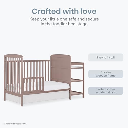 Image of Dream On Me Toddler Guard Rail for Convertible Crib, Solid Wood Bed Rail for Toddler Bed Conversion, Brown Sugar