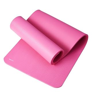 Amazon Basics 1/2 Inch Extra Thick Exercise Yoga Mat with Carrying Strap for Home Workouts and Fitness, 74" x 24" x 0.5", Pink