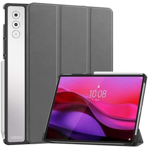 Funda para Tablet PC Compatible con Lenovo Yoga Tab Plus 12.7 pulgadas/Yoga Pad Pro 12.7' Estuche Compatible with tableta inteligente de tres pliegues, estuche protector liviano, carcasa trasera rígid