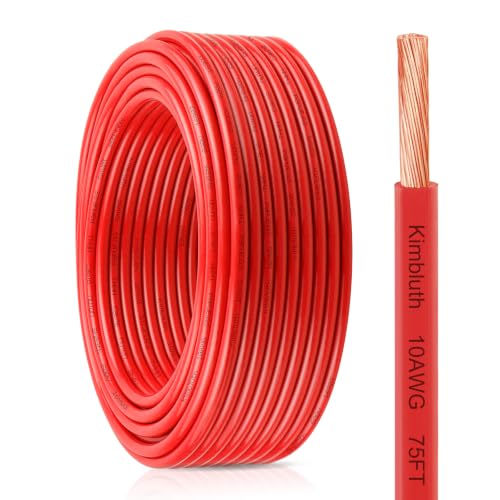 THHN Wire 10 Gauge 25 FT Stranded Copper Wire, Red