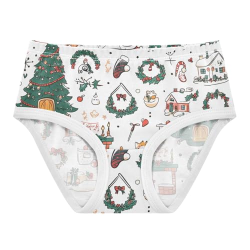 All Seasons Girls' Panties Toddler Cotton Underwear for Toddler Girls Christmas Elements Collage in Sizes 2T,3T, 4T, 5T, 6Y and 8Y