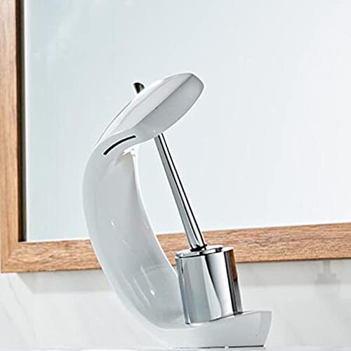 Robinet de lavabo cascade laiton gris anti-éclaboussure mitigeur monotrou