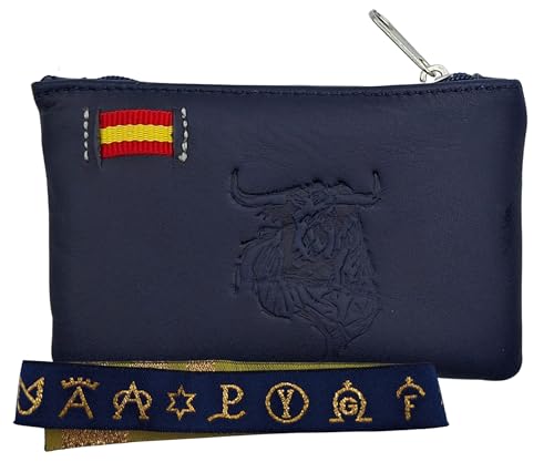 Pack Monedero Capote Torero + Pulsera Hierros Taurinos | Portamonedas con 2 Cremalleras 11 x 9 cm | Cinta Textil Ajustable 28,5 cm | Regalo Taurino (Toro Pulsera H A D)