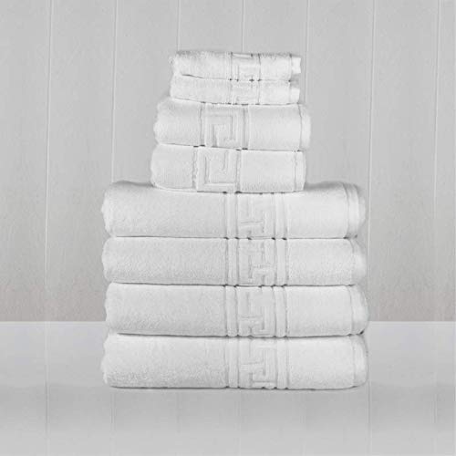 Juego de Toallas de baño Acabado en greca, algodón 100% Natural, súper absorbentes, Calidad Hotel.
