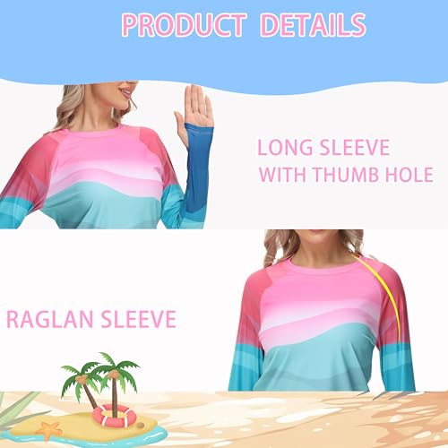 Rash Guard for Women Long Sleeve UPF 50+ Womens Swim Shirts Quick Dry UV Protection Water Swimming Tops with Thumb Holes4
