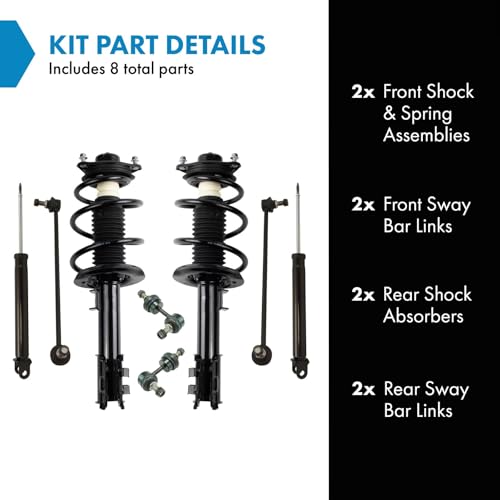 Image of TRQ Front and Rear Suspension Kit Complete Strut & Coil Spring Assembly Shock Absorber Sway Bar Stabilizer Link Compatible with 2011-2012 Hyundai Sonata Kia Optima