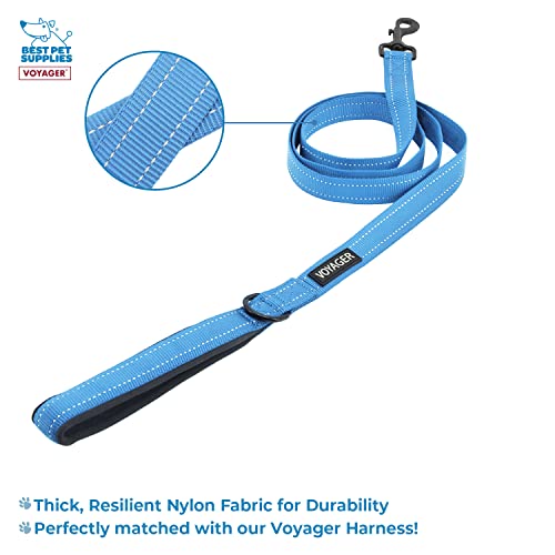 Image of Best Pet Supplies Voyager Step-in Lock Pet Harness w Reflective Pet Leash Combo Set with Neoprene Handle 5ft - Supports Small, Medium and Large Breed Puppies /Cats - Baby Blue /Black Trim, XXXS