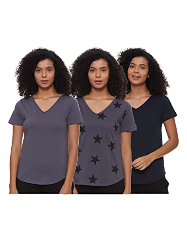 Image of A.T.U.N. (ALL THINGS UBER NICE) Womens Printed Cotton Long Sleeve Regular T-Shirt (Pack of 3)