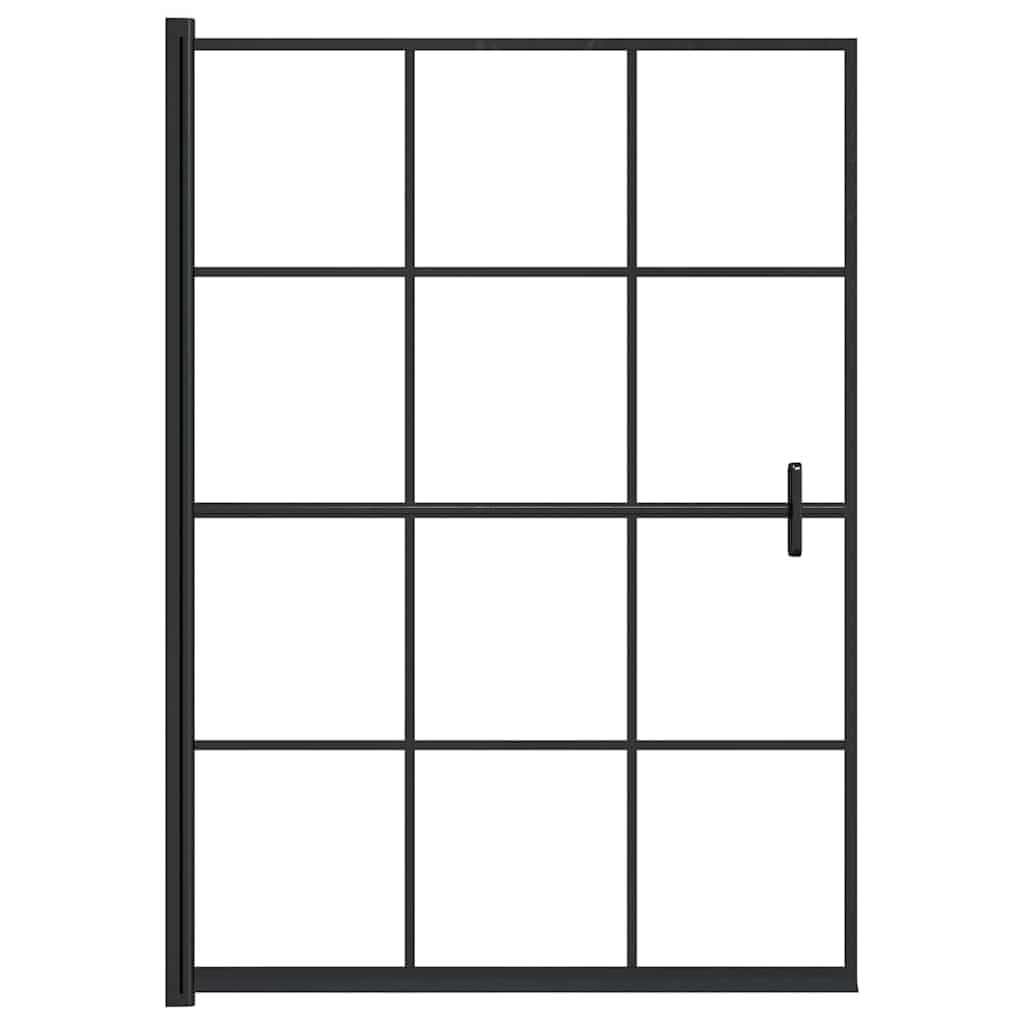 Pannello Box Doccia ESG 100x140 cm Nero Trasparente con Maniglia