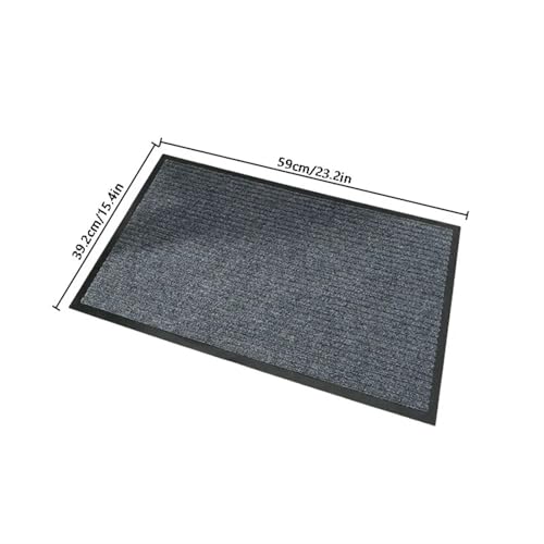 Tapis d'entrée classique à doubles rayures gris pour maison et bureau - 4