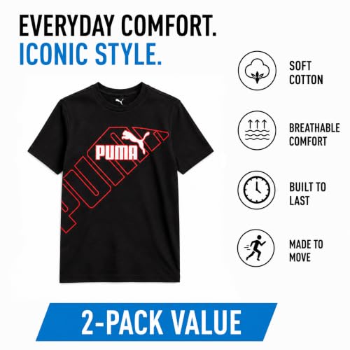 Image of PUMA Boys T-Shirts Athletic Crewneck Short Sleeve Tees (Sizes S-XL)