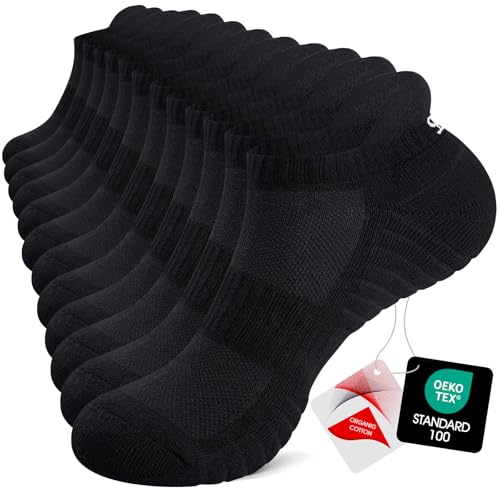 Image of TANSTC Athletic Running Ankle Socks,6Pairs Cushioned Low Cut Anti-Blister Tab Sports Sock Men Women