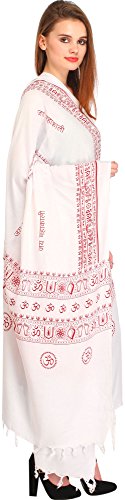 Jai Maha Kali Prayer Shawl – Warm & Stylish PolyCotton Religious Cloth for Women - 7.0 ft x 3.6 ft - White2
