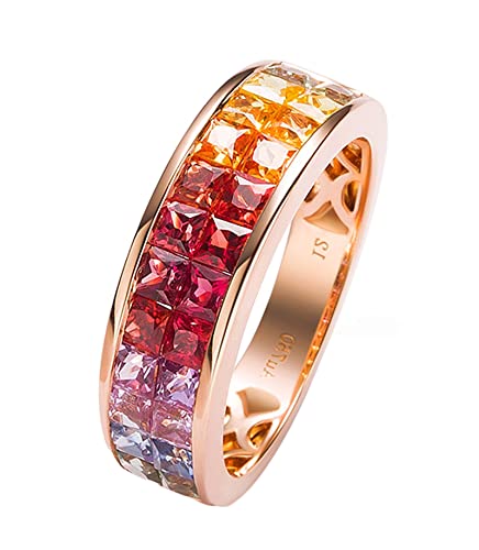 Bague de fiançailles mariage or 18k carré arc-en-ciel de 2,562 CT : le cadeau idéal