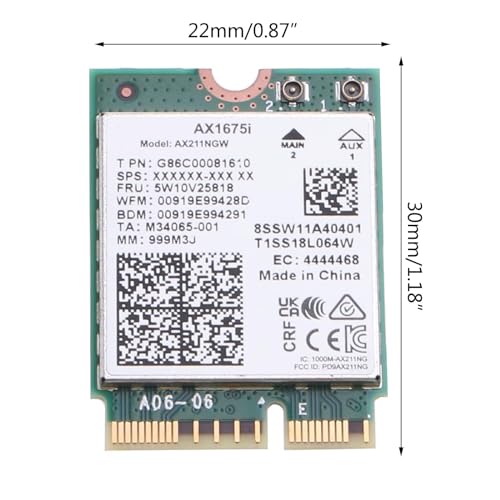 Image of Intel AX1675i Killer Series WiFi 6E Gaming Adapter Upgrade | CNVio2 M.2 WiFi Card | High-Speed 2.4 Gbps WiFi for PCs | Bluetooth 5.3 Supported | Designed for Intel 11th Gen and Later CPUs (AX1675i)