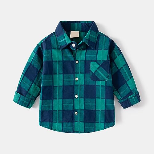 Baby Boys' and Toddler Long Sleeve Plaid Flannel Button Down Shirt Gentleman Jacket School Uniform Shirts for Girls4