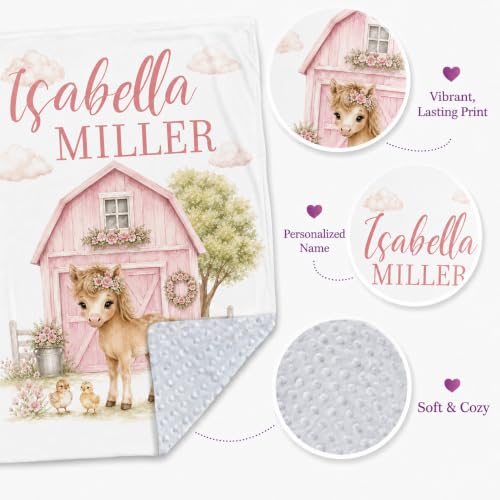 Image of Personalized Baby Blanket for Girls, Custom Nursery Blanket with Name, 30 x 40 Inch Soft Minky Blanket for Baby Toddlers, Newborn Print 14