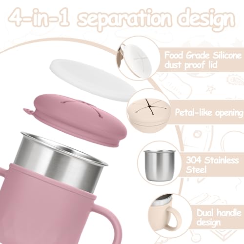 Image of Mity rain 2-Pack Stainless Steel Snack Containers, 4-in-1 Spill Proof