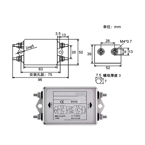 Filtro de potencia bipolar CW4EL2-S con conexión de perno antiinterferencias 4
