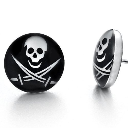 Preisvergleich Produktbild Krsnasworld® Ohrstecker Edelstahl - Totenkopf - Skul / Pirat / Gotik - Ø 10mm