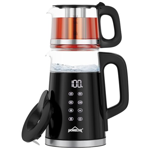 HOMELUX Glas Wasserkocher 1 7L + 1L 2200W Teekocher mit Warmhaltefunktion