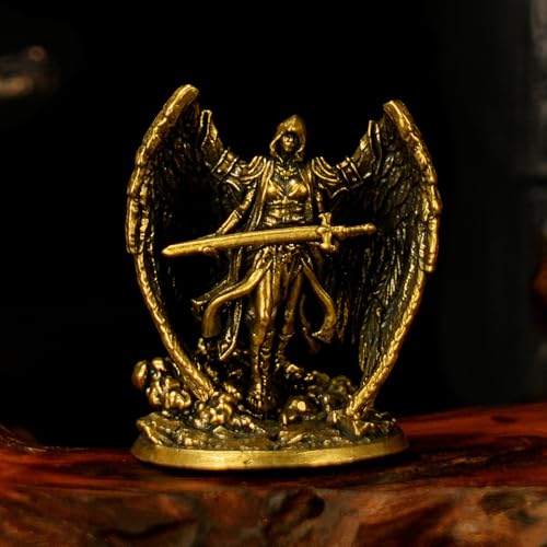 CHOVY 100% Solid Brass Archangel Statue with Spread Wings - Handcrafted Divine Sculpture, Vintage Celestial Decor, Collectible Religious Art Piece, Sacred Altar, Inspirational Gift for Believers