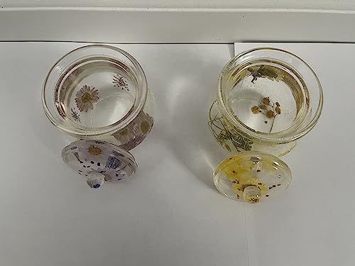 Handcrafted Floral Epoxy Resin Storage Jars - Set of Two Transparent Decorative Containers - Image 7