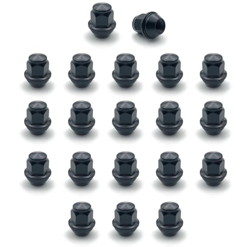 Image of 20 pcs M12x1.5 Black Lug Nuts 1-1 /4 inch Heigh, Compatible with Focus, Fusion, Escape, EcoSport, Fiesta, Lincoln, MKC, MKZ, OEM Factory Style Replacement Lug Nuts