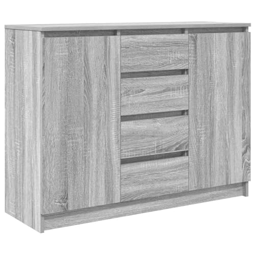 vidaXL Aparador con cajones Gris Sonoma 100,5x35x76 cm, Armario de almacenaje, Mueble aparador, Mueble de Pasillo, Mueble Buffet