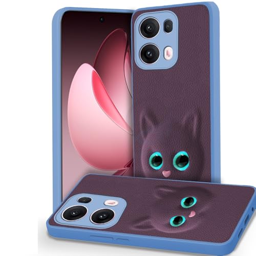 Image of AESTMO Back Case Cover for Oppo Reno 13 Pro 5G Back Cover | 3D Cat Cover | Leather Finish | Full Body Protection | Camera Protection Back Cover for Oppo Reno 13 Pro 5G (Purple)