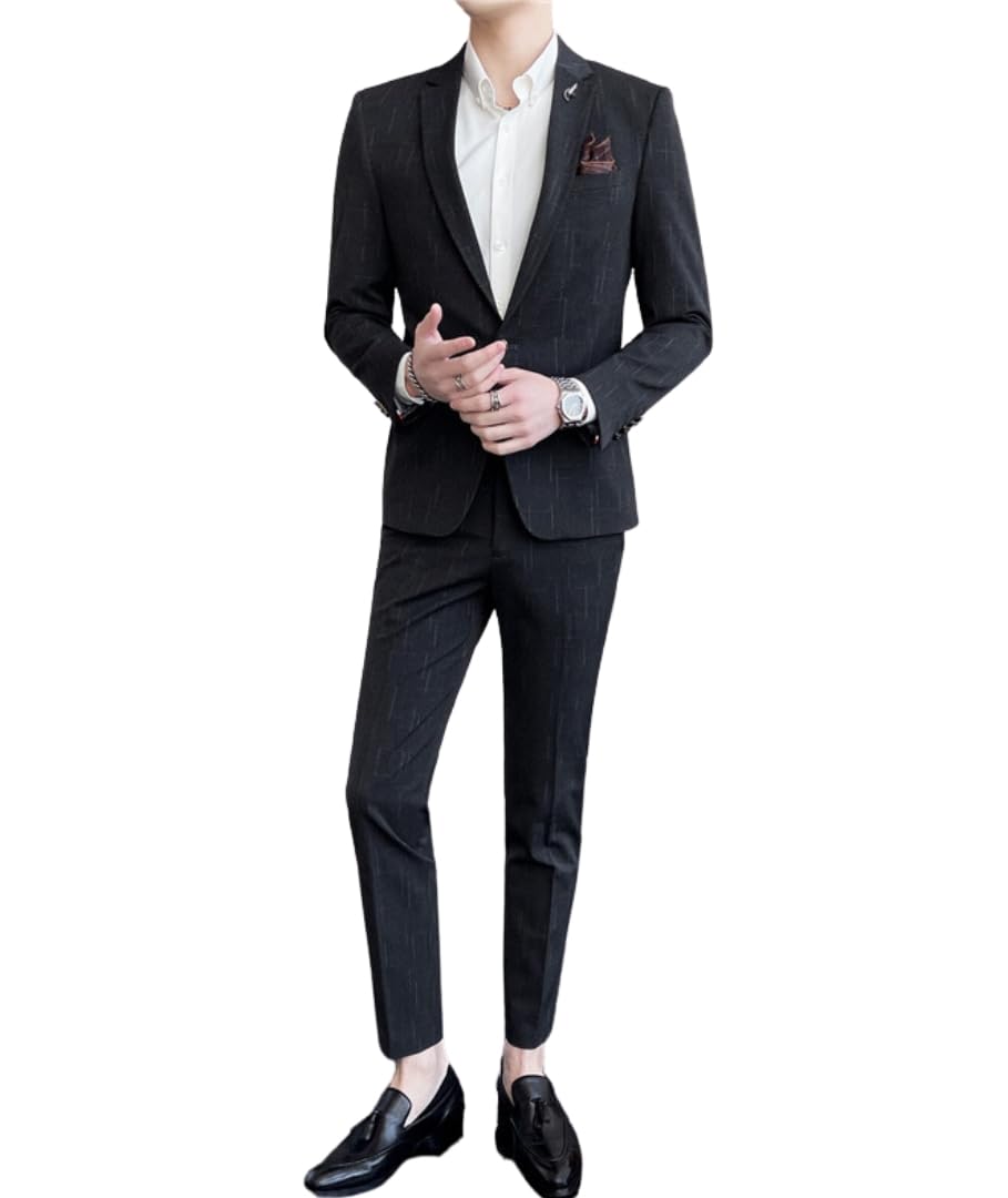 l'monte Imported 2 Piece Suit Blazer for Men Formal Slim Fit with One Button Closure Coat & Pant Set for Business and Wedding Party-picture-10
