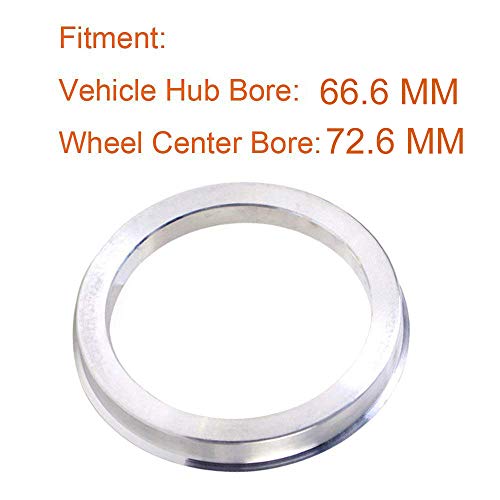 Image of ZHTEAPR 66.6 to 72.6 Wheel Hub Centric Rings (Set of 4) - OD=72.6mm ID=66.6mm - Aluminium Alloy Wheel Hubrings 72.6 to 66.6
