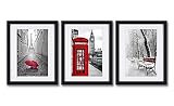 Black White and Red London Paris Wall Art Print Posters Eiffel Tower Decor Big Ben Art Wall Picture