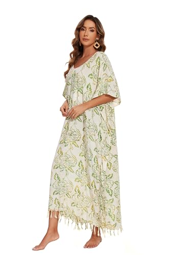 Image of Beautybatik Women Hand Blocked Batik Rayon Caftan Kaftan Bali Loungewear Maxi Plus Size Long Dress XL to 4X