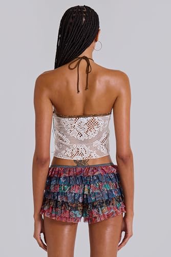 Image of Women Ruffle Bloomers Y2k Lace Trim Lolita Pettipants Cute Layered Frill Pumpkin Bottom Shorts Sweet Booty Panties