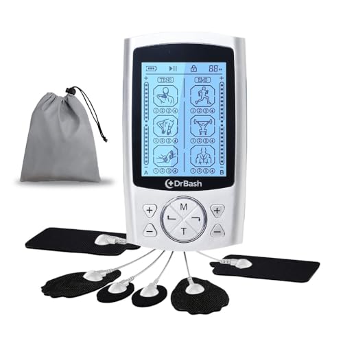 DrBash TENS & PMS Dual Channel Unit Machine | TENS Unit Muscle Stimulator with 10 Pads | Muscle Stimulator for Pain Relief Therapy with 24 Modes | Electrodes Muscle Stimulator for Physical Therapy