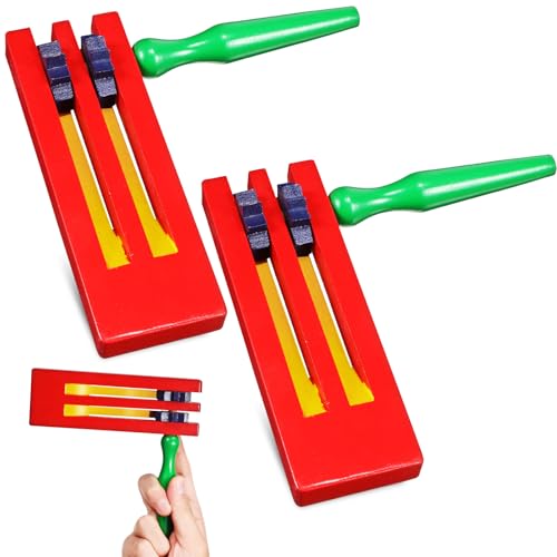 OFFSCH Matracas Madera Doble Capa Juego de 2 Matracas Tradicionales Giratorias Juguete de Trinquete Sonajero Portátil para Fiestas y Desarrollo Sensorial Infantil