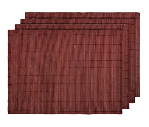 Alsino Set de Table 4 pièces en Bambou Rouge 30 x 40 cm Rectangulaire Lavable Ecologique Résistant à la Chaleur Décoration Naturelle et Moderne Tapis, BTS-103