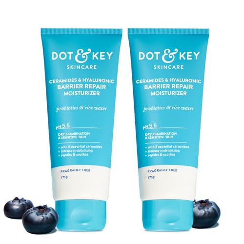 Image of Dot & Key Barrier Repair Moisturizer For Normal, Dry, Combination & Sensitive Skin | 120 Hrs Moisturization, With 5 Ceramides & Hyaluronic | Repairs Damaged Skin Barrier, Non-Comedogenic | 350g (Pack of 2,175 gms each)