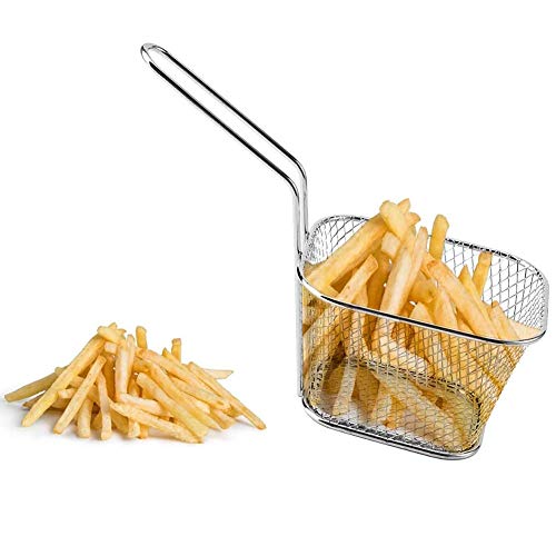 Image of PAKASEPT Mini Square Fry Basket, Stainless Steel French Fries Holder, Fried Food Table Serving, Oil Residue Filtration, for Kitchen Restaurant Party Barbecue (8 PCS)
