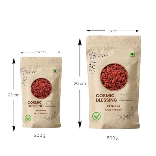 Image of Cosmic Blessing Goji Berries 100 g A-grade (Antioxidant-Rich Superfood | Naturally Sweet & Chewy | Great for Snacking, Smoothies & Baking) Premium Organic Gojiberry