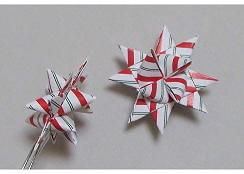 Patterned Paper Moravian Stars (German Stars, Frobel Stars, Christmas Stars). Already Made. Ready to Ship. Various Patterns, Sizes and Quantities. (Candy Cane, 3.25 inch, 12 Stars)