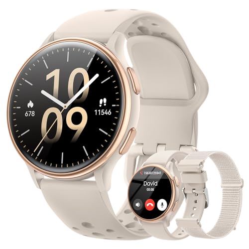 Smart Watches for Women(Answer/Make Calls), 1.27'' AMOLED Screen Activity Trackers with Heart Rate/Sleep/SpO2 Monitor, Smartwatch for iPhone/Samsung/Android, 120+ Sport Modes IP68 Fitness Watch 3Bands