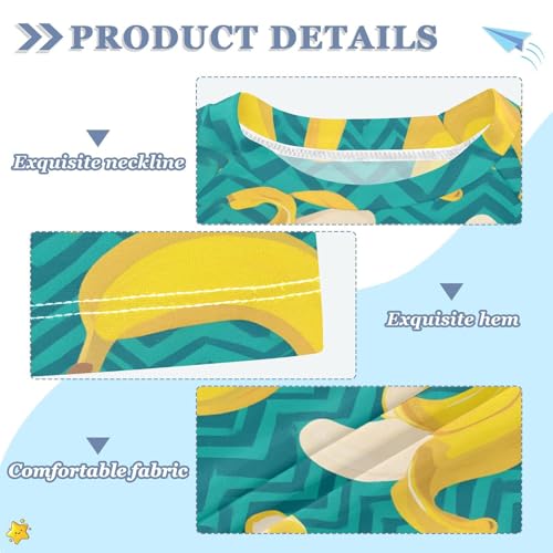 ALAZA Kids Rash Guard Boys Toddler Swim Shirts Short Sleeve Striped Banana UPF 50+ 3T3