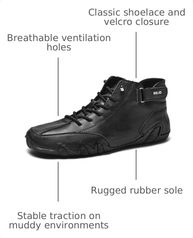 Image of baobeijiadao Men's Beck Shoes Waterproof Non Slip High Top Chukka Boots Handmade Suede Caual Outdoor Sneakers