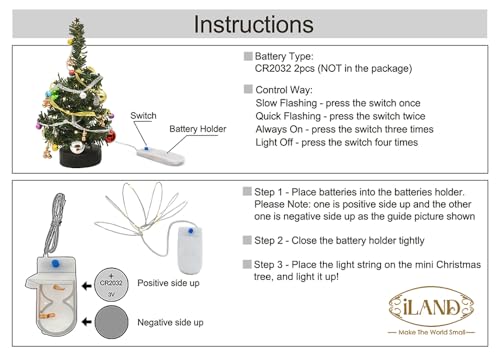 iLAND Dollhouse Accessories of Christmas Decorations, Shining Miniature Christmas Tree w/Gifts fit Elf Door & Fairy Door on 1:12 Scale
