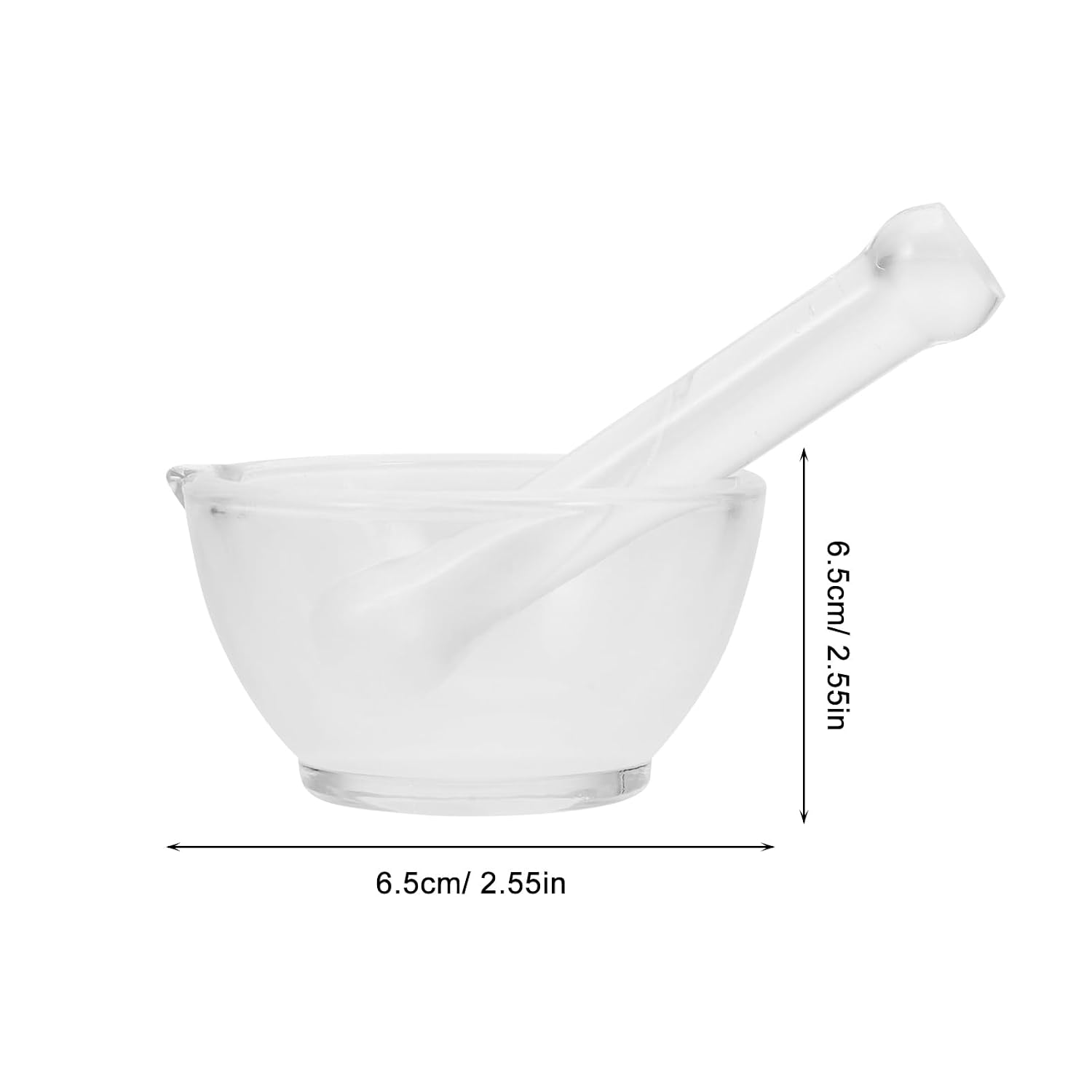 Glass Mortar and Pestle Set Small with Thickened Base for Enhanced Stability Fine Powder Grinder Bowl for Laboratory and Kitchen Use Easy to Clean Pestle and Bowl 2.55X2.55X1.37 Inch