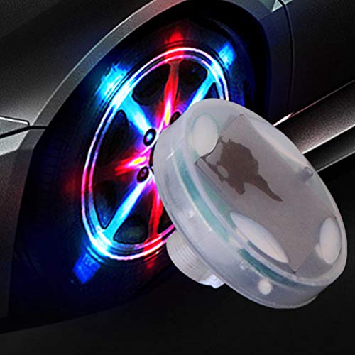 BESPORTBLE 4 peças de luz de pneu de roda de carro, luz de LED piscando, luz colorida à prova d'águ