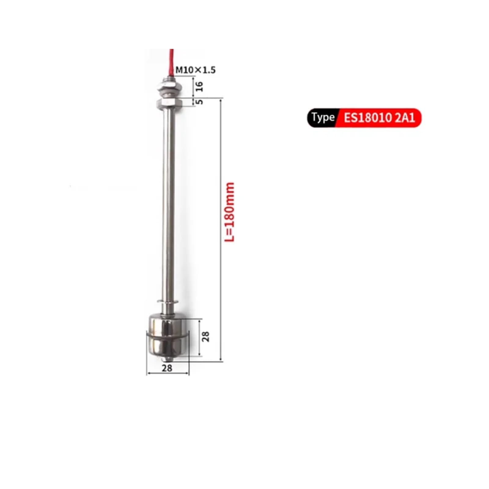 NO/NC pływający przełącznik kulowy czujnik przepływu 1A1 2A1 (długość bieguna 180mm 220V 2A1)